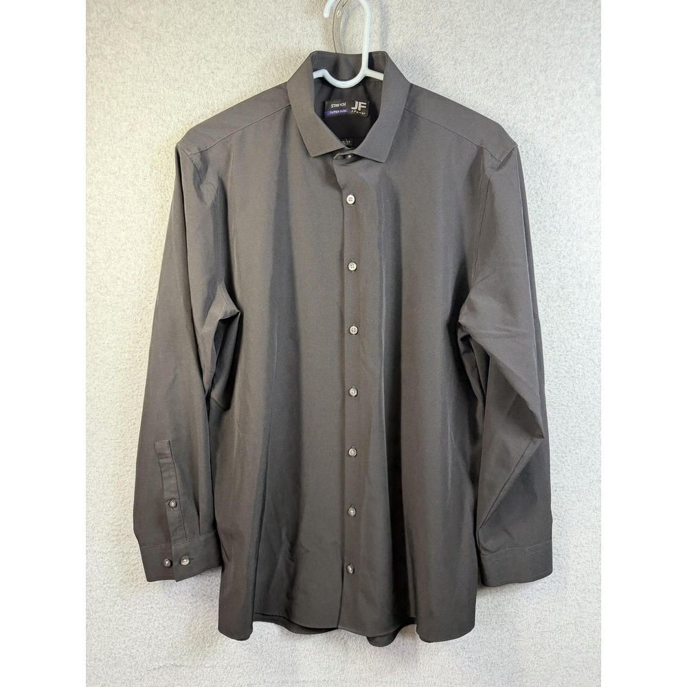 J. Ferrar Shirt Mens 16-16.5 32-33 Gray Extra Slim Fit Stretch Dress Long Sleeve